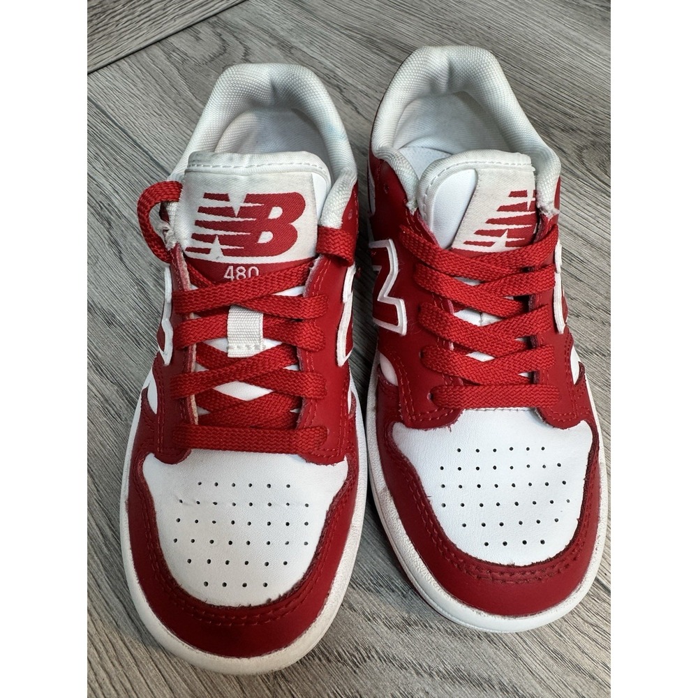 New Balance 480  Kids Sz 12 Shoes Red White Athletic Low Top Sneaker - Picture 9 of 11